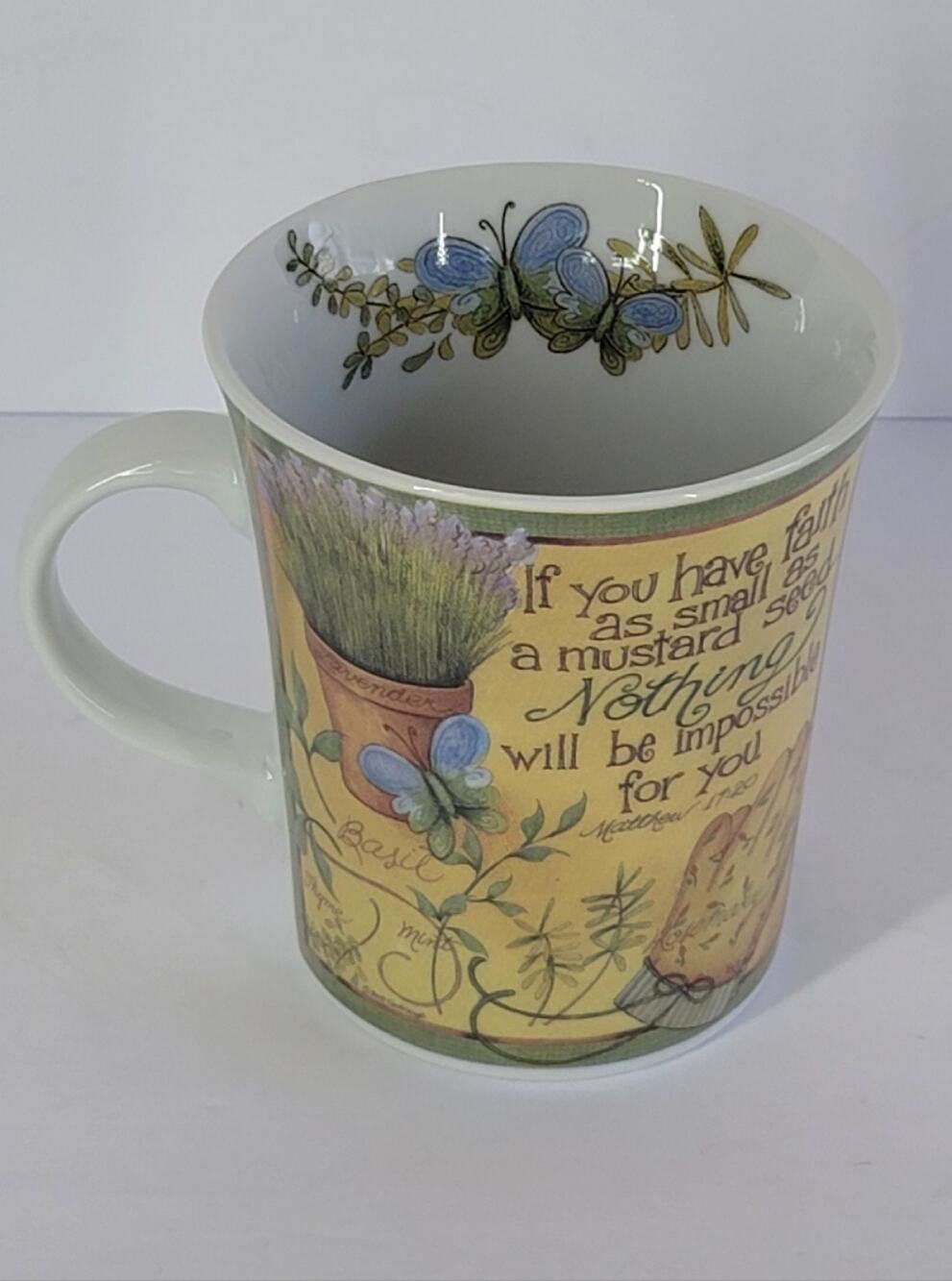DIVINITY Ceramic Garden Butterfly If You Have Faith Mustard Seed 12oz Coffee Mug